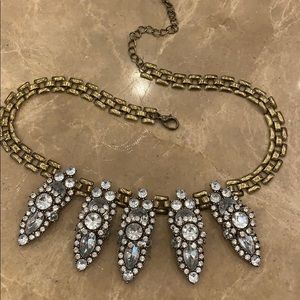 Beautiful statement necklace brass & rhinestone.